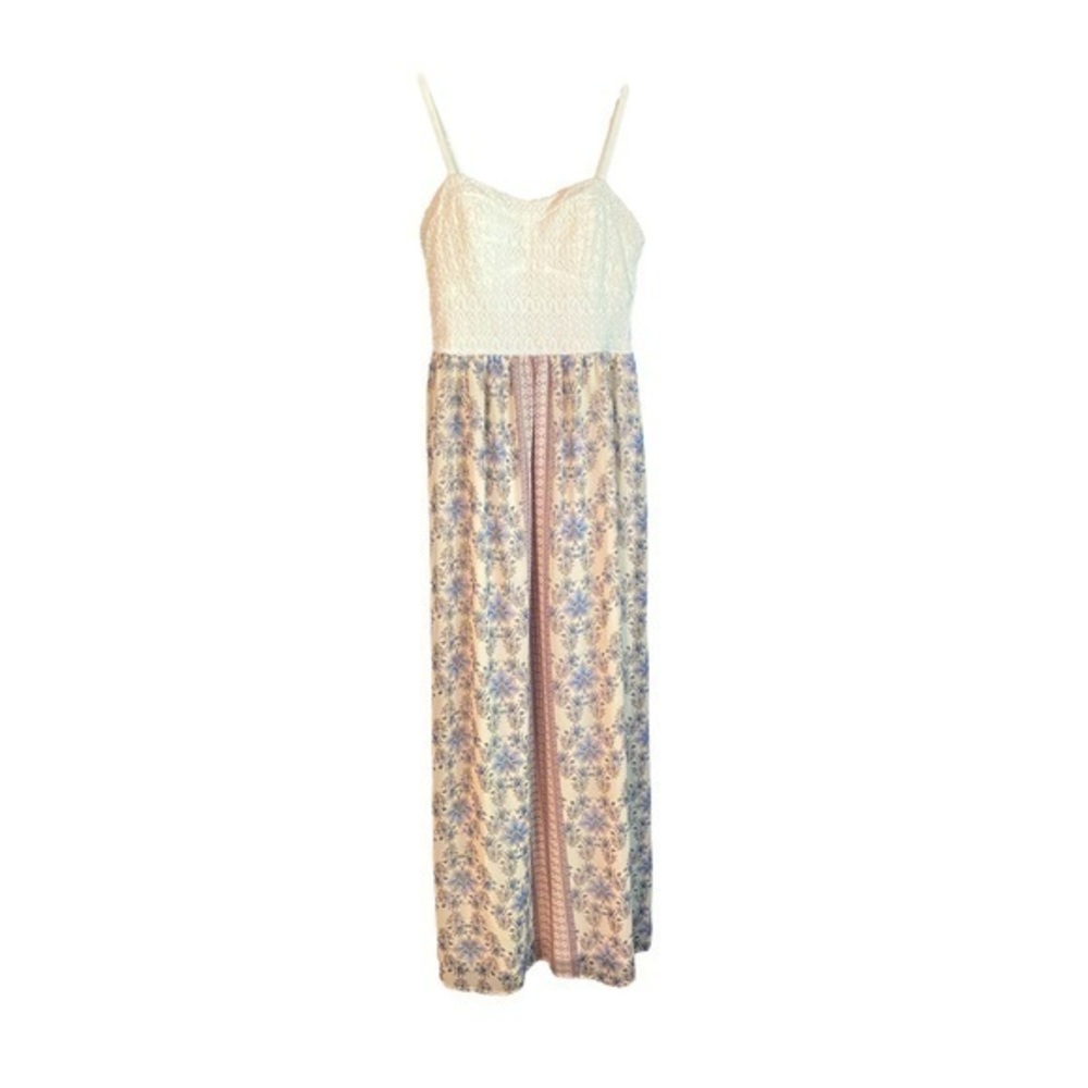 Lily Rose Lace bodice floral print maxi dress. Size medium
